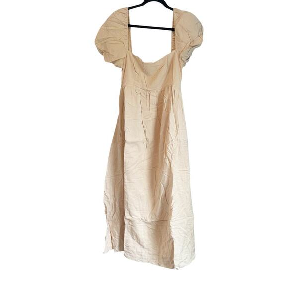 O.p.t Square-Neck Smocked Zeoli Midi Dress Puff Sleeves Cream Size XL NWT - Picture 5 of 14